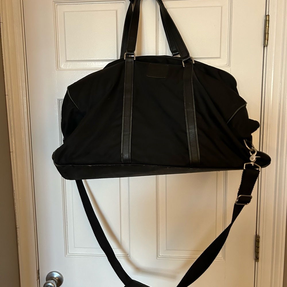 COACH large nylon/leather accent vintage duffle bag. Bottom measures 24 …